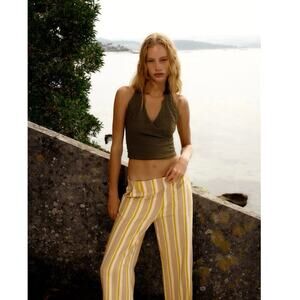 NWT Zara Textured Halter Crop Brown Top size Small